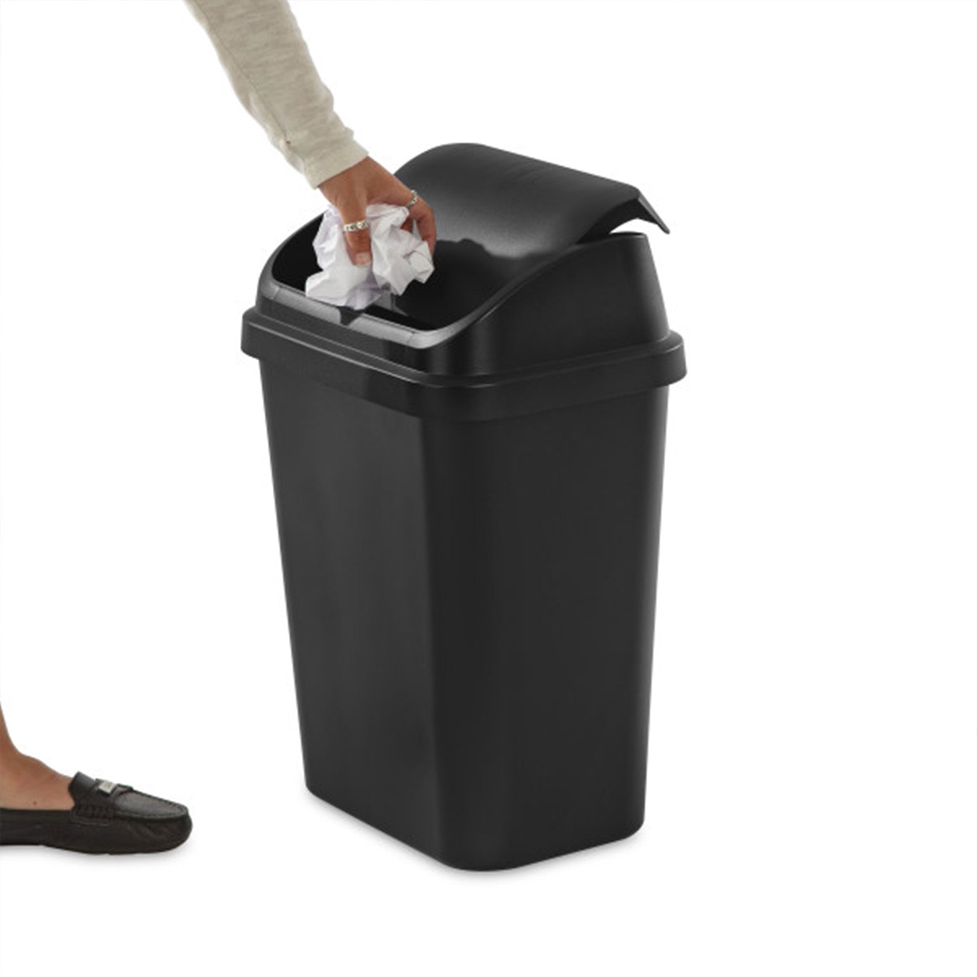 Sterilite 7.8 Gallon SwingTop Kitchen Wastebasket Trash Can, Black(12 Pack)