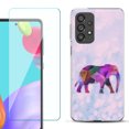 thumbnail image 1 of Slim-Fit Gel TPU Phone Case for Samsung Galaxy A33 5G, with Tempered Glass Screen Protector, by OneToughShield ® - Elephant /Polygon, 1 of 3