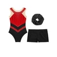 thumbnail image 5 of Aislor Kids Girls Sleeveless Gymnastics Leotards with Athletic Shorts and Hair Band Ballet Dance Outfits Red 6, 5 of 7