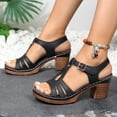 thumbnail image 6 of IUJSOY Summer Sandals for Women 2025 T-Strap Stacked High Heel Buckle Ankle Strap Dress Shoes, 6 of 9