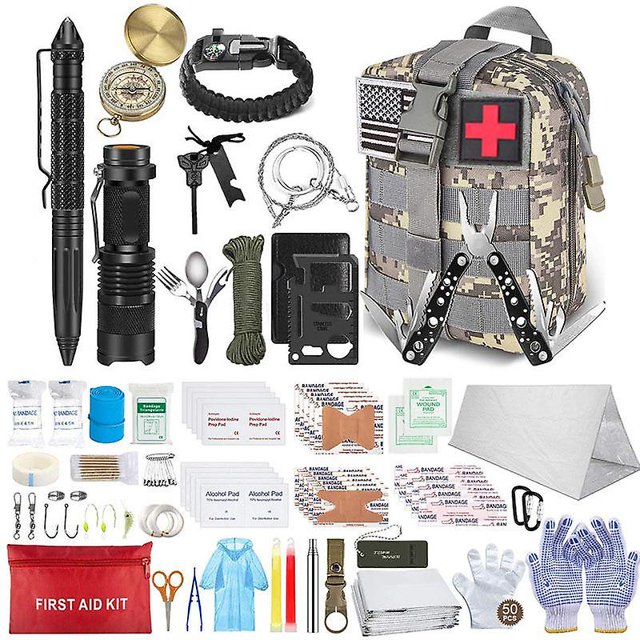 Kit de supervivencia de emergencia, herramienta de equipo de supervivencia profesional, suministros de primeros auxilios para acampar