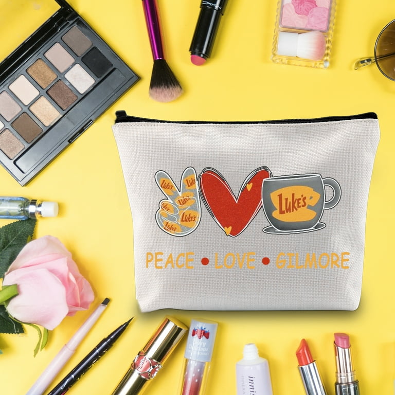 LEVLO Funny Gilmore TV Show Cosmetic Bag Lorelai and Rory Fans Gift Peace  Love Gilmore Makeup Zipper Pouch Bag For Friend Family