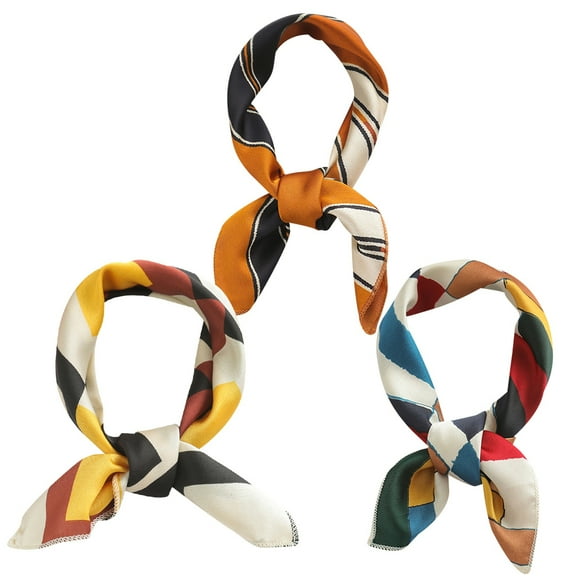 3PCS Satin Neck Scarves Versatile Square Hair Scarves Satin Head Scarf for Women