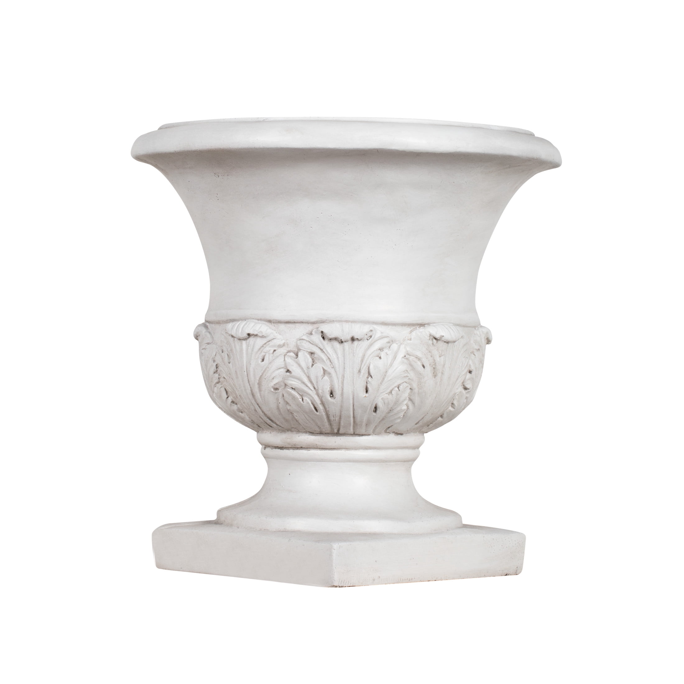 Christopher Knight Home 18" Classical Pedestal Urn Planter, Outdoor Acanthus Leaf Flower Pot, Antique White