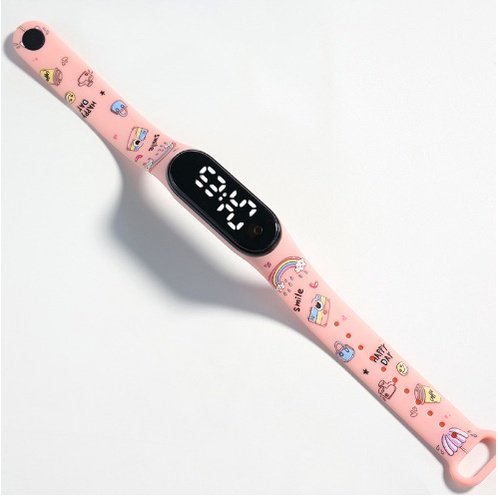 Nuevo Reloj LED Impermeable Correa De Impresión De Dibujos Animados Niños Estudiante Pulsera simple Electrónico Deportivo Gao Jiahui unisex