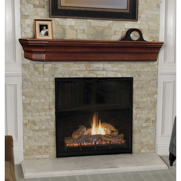 48" Contemporary Distressed Cherry Wood Mantel Shelf