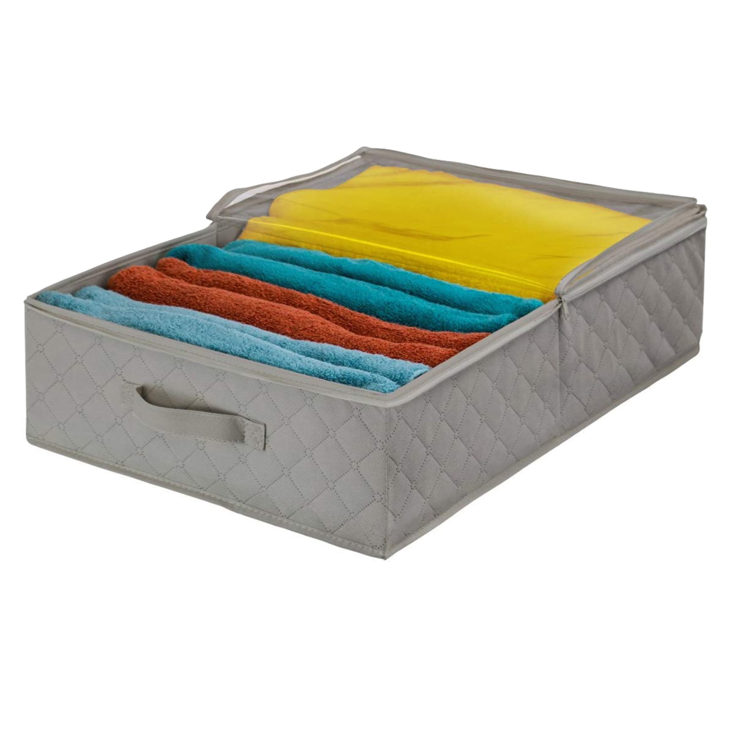 Sorbus Underbed Storage Bags 2-Pack, Foldable Closet Organizer with Handles, Clear Cover, Gray