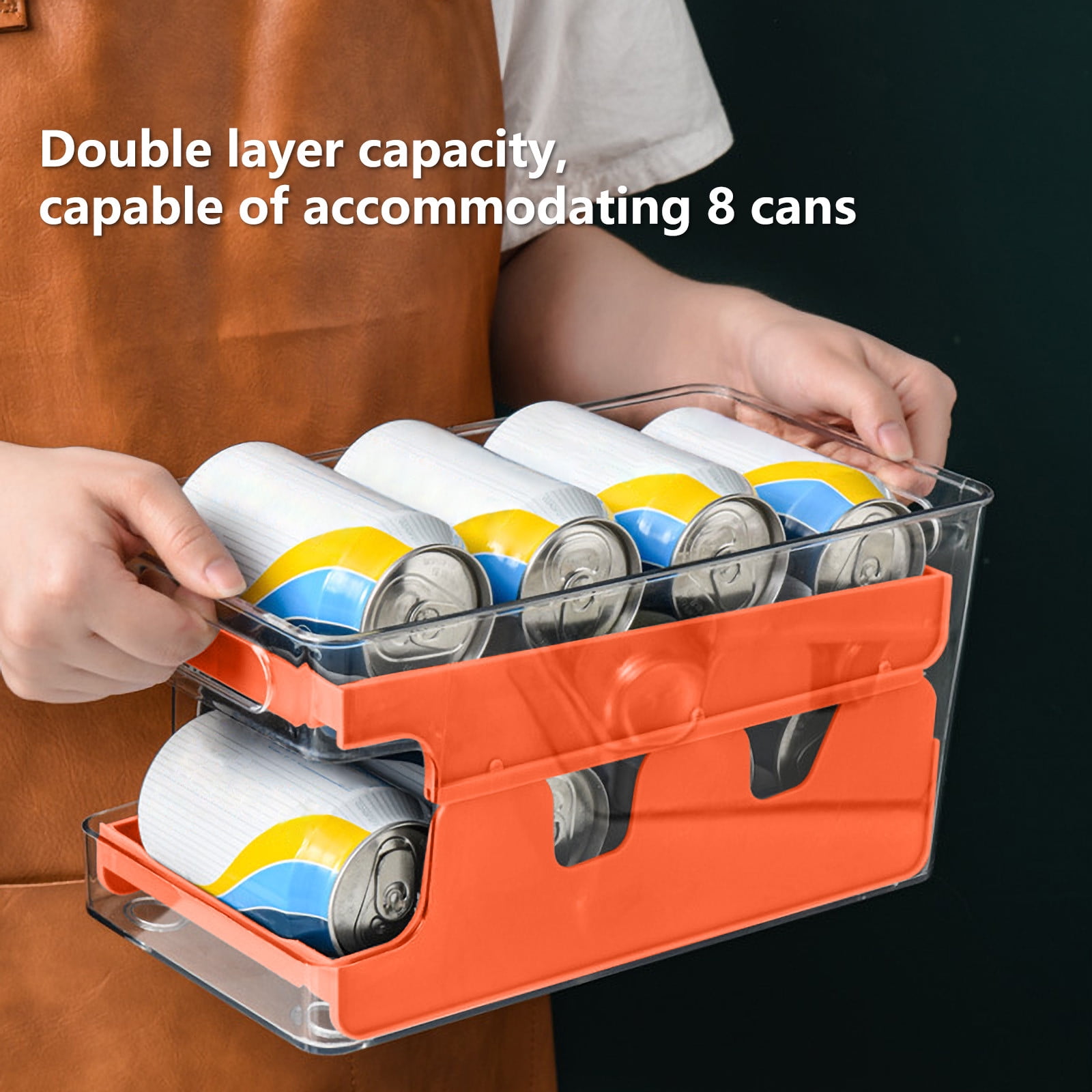 Rolling Soda Can Organizer For Refrigerator Can Dispenser, Double-layer  Beverage Can Holder Storage Dispenser For 250-550ml Beer Soda Can