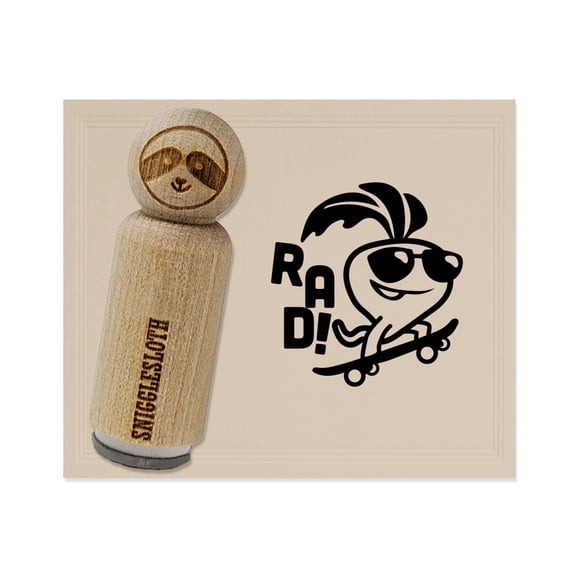 Totally Rad Radish on Skateboard Rubber Stamp for Scrapbooking Crafting Stamping - Small 3/4 Inch