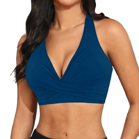 Womens Swim Tops with Underwire Striped Skirt Set Women Women Elastic Swimwear Tops Underwire Full Coverage Bikini Top Push Up Swim Crop Top Tie Back Bathing Suit Tops