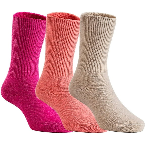 Meso Girl's 3 Pairs Pack Wool Socks Plain Color Size 4Y-6Y Rose, Orange, Beige