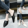 thumbnail image 2 of huanledash Women Closed Pointed Toe Flat Heel Slides Slippers Faux Leather Mules Shoes, 2 of 8