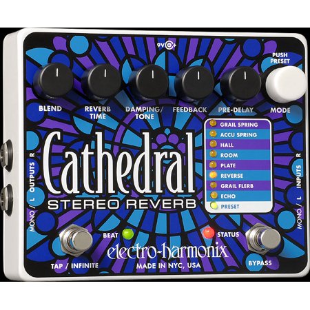 Electro Harmonix Cathedral Stereo Reverb Guitar Pedal with Power Supply Part Number: