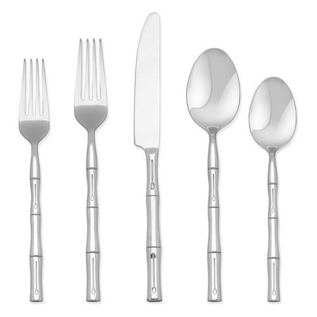 Hampton Signature Bamboo 20-Piece Stainless Steel Flatware Set