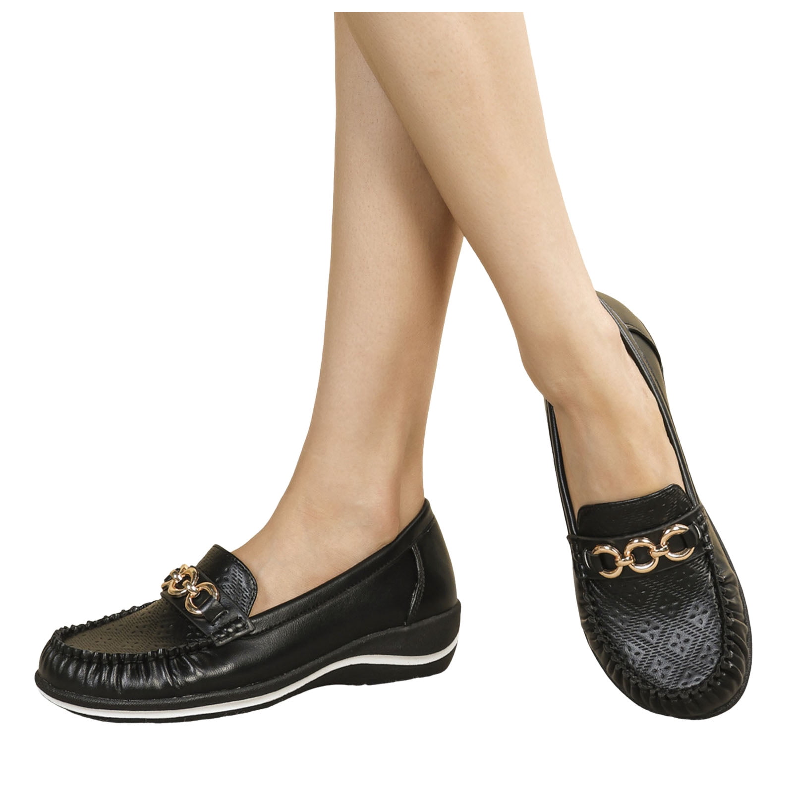 Mocassins Orthopédiques Femme Cuir Respirant - Mocassins Classiques Talons Compensés à Enfiler