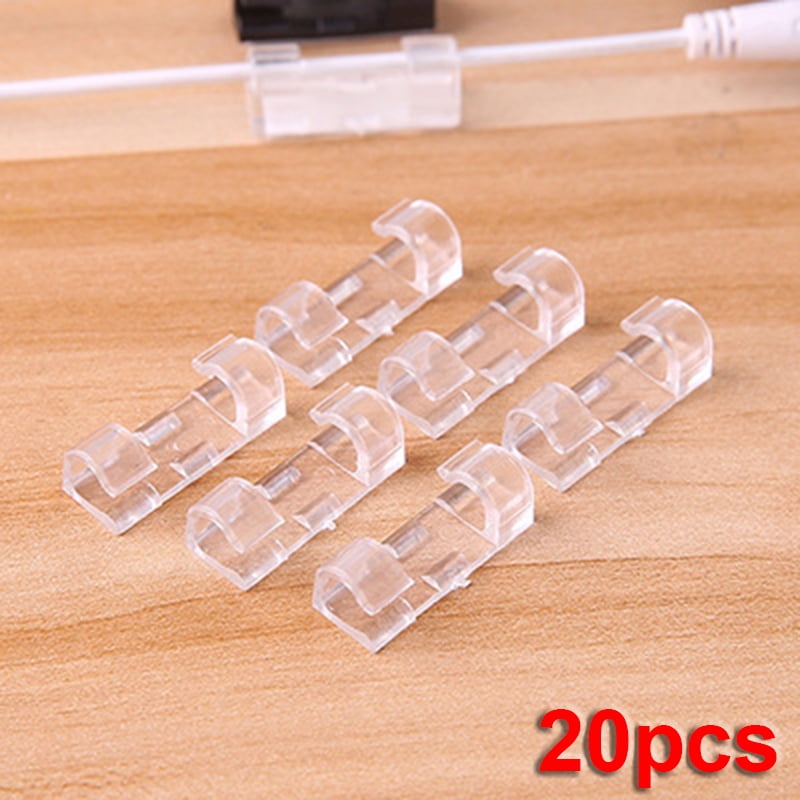 20pcs Cable Clips Self-Adhesive Cord Management Wire Holder Organizer Clamps 