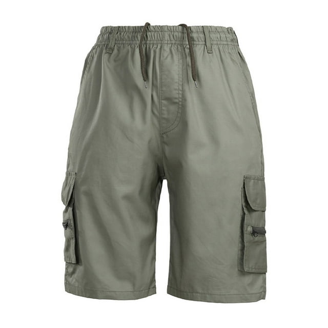 MAWCLOS Men Bottoms Drawstring Summer Short Pants High Waist Beach Shorts Casual Holiday Solid Color Mini Trousers Army Green L