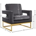 thumbnail image 3 of Meridian Furniture Noah Gray Velvet Accent Chair with Gold Iron Base, 3 of 7