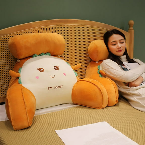 Mdesiwst Zipper Design Back Cushion Cartoon Shape Lumbar Support Pillow Soft Large Backrest Waist Cushion for Bed Back Cushion Dormitory Seat Pillow