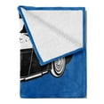 thumbnail image 2 of Cars Soft Flannel Fleece Throw Blanket, Black and White Vintage Cars on Navy Blue Backdrop Classic Old Vehicles, Cozy Plush for Indoor and Outdoor Use, 70" x 90", Navy Blue Black White, by Ambesonne, 2 of 5