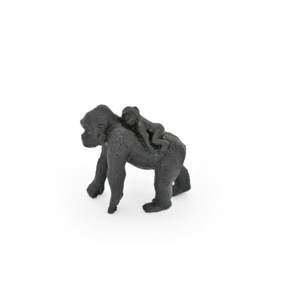 Gorilla with Baby Toy, Silverback, Monkey, Very Realistic Rubber Figure, Model, Educational, Animal, Hand Painted Figurines, 3" CH111 BB92