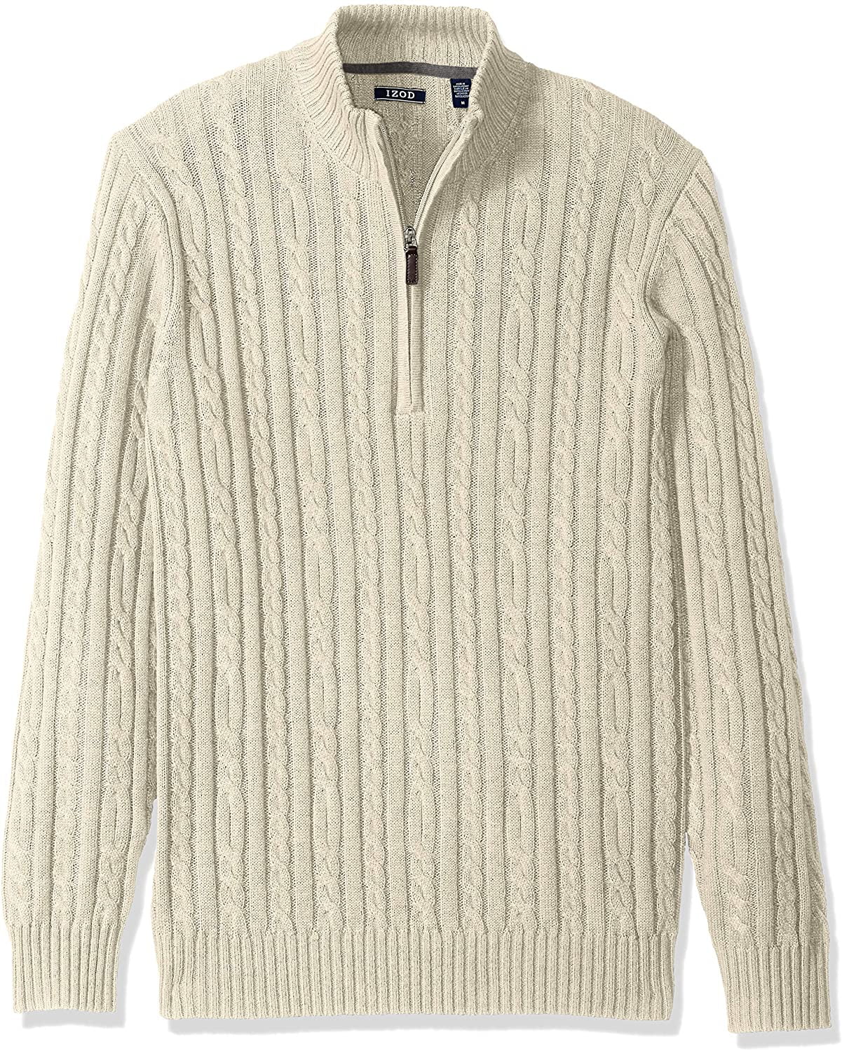 cable knit quarter zip sweater