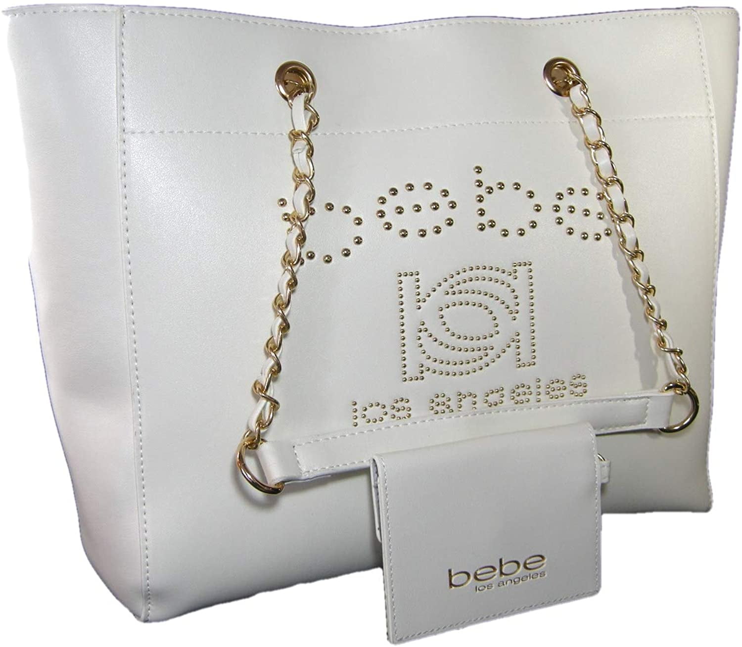 New Bebe Logo Large Tote Purse Hand Bag White Card Case Set 2 Piece Gold Stud Walmart Com New Bebe Logo Large Tote Purse Hand Bag White Card Case Set 2 Piece Gold Stud Walmart Com