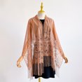 thumbnail image 5 of AHMOMEI Women’s Floral Lace Tassel Shawl Wrap, Sheer Open Front Fringed Cover Up, Lightweight Scarf for Evening Dresses Wedding Bridesmaid Party (Brown), 5 of 6
