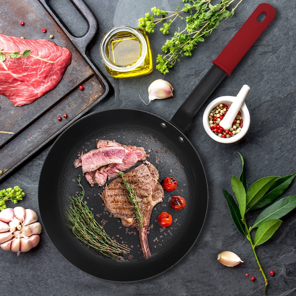 Ozark Trail Lightweight Cast Iron Skillet, Pre-Seasoned, 12 in / 30 cm, with Silicone Handle Sleeve