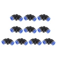 thumbnail image 1 of Conectores de aire de 90 grados de dos vías Unique Bargains, 5/32" de plástico, 10 piezas, azul y negro, 1 of 1