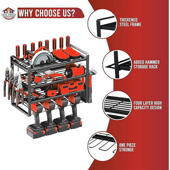 Heavy-Duty Power Tool Organizer Wall Mount - Heavy Duty