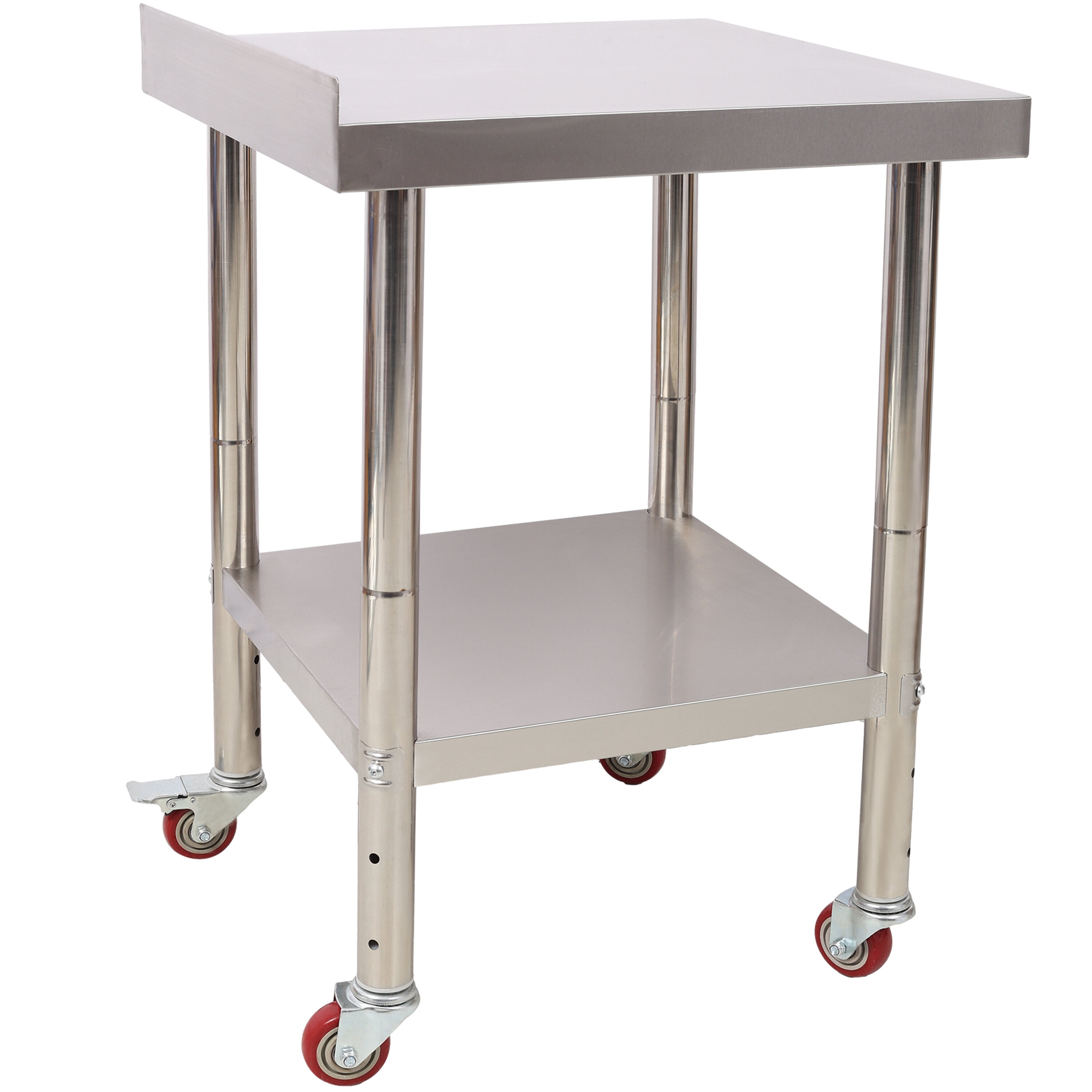 Stainless Steel Prep Table, 24 x 24 x 35-1/2 Inch, 440lbs Load Capacity Heavy Duty Metal Worktable with Backsplash Adjustable Undershelf & 4 Casters, Commercial Workstation for Kitchen Restaurant