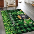 thumbnail image 4 of Area Rug for Living Room, St. Patrick's Day Non-Slip Indoor Large Carpet for Bedroom/Dining Room, Spring Lucky Shamrocks Green Gnomes Plaid Washable Low-Profile Floor Mat Runner Rugs - 2.7 x 5 Ft, 4 of 7