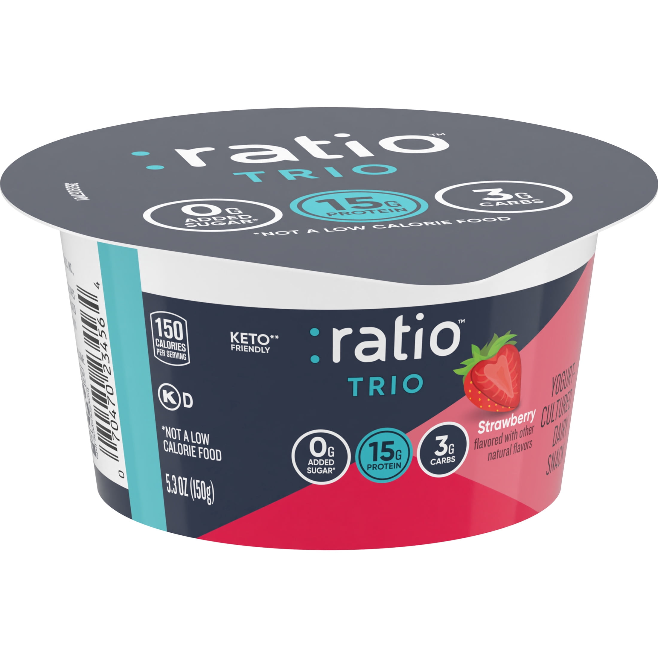 Ratio Trio Yogurt Cultured Dairy Snack, Strawberry, Keto Yogurt Alternative, 5.3 oz