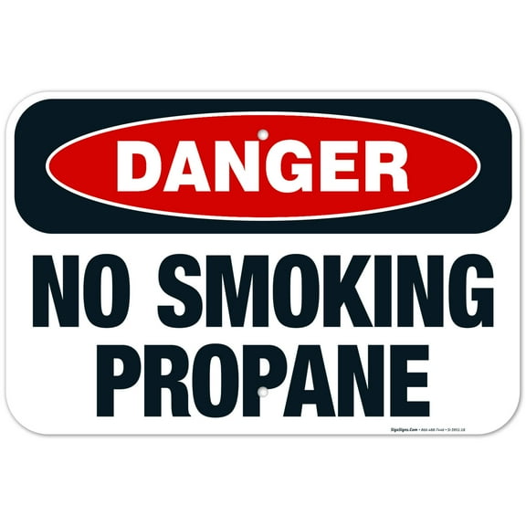 Danger No Smoking Propane Sign, OSHA Danger Sign, 12x18 Aluminum