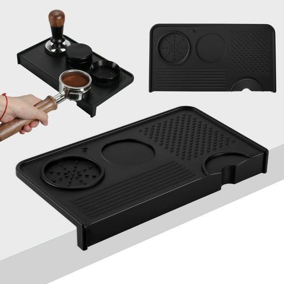 Unique Bargains Espresso Tamping Mat Non-Slip Prevents Portafilters From Damaging the Counter Silicone 10.43"x5.51" Coffee Tamper Mat for Barista Espresso Machine Accessories Black