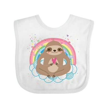 

Inktastic Sloth Yoga Rainbow Gift Baby Girl Bib