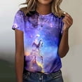 thumbnail image 2 of T-Shirts For Women Starry Galaxy Shirt 3D Galaxy Print T Shirt Glitter Shirt Fashion Starry Summer Shirt Round Neck Short Sleeve Top Carnival Outfit Womens Tops, 2 of 4