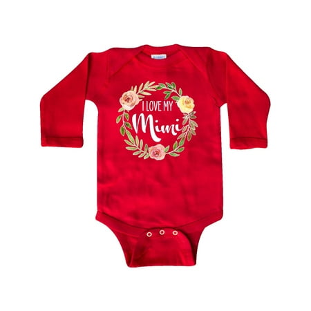 

Inktastic I Love my Mimi- flower circle Gift Baby Boy or Baby Girl Long Sleeve Bodysuit