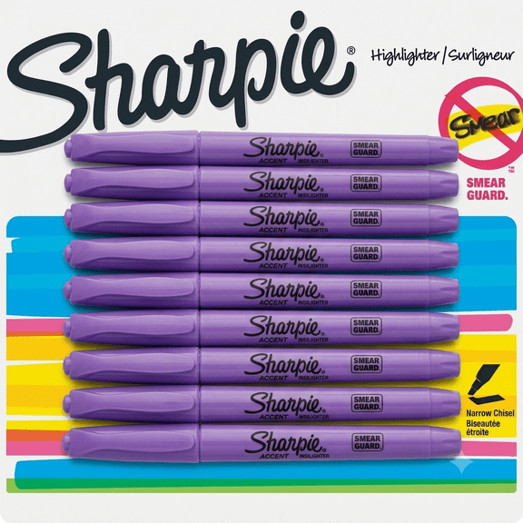 Sharpie Accent Pocket Style Highlighter, Chisel Tip, Lavender, Dozen