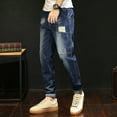 thumbnail image 2 of SWSMCLT Men's Straight Fit Faded Jeans Chic Ankle Length Tapered Leg Denim Pants Fashion Casual Stretch Cotton Light Ripped Destroyed Distressed Slim Fit Mid Rise Blue 32, 2 of 5