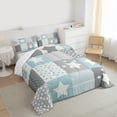 thumbnail image 3 of Feelyou Cartoon Blue Stars Full Size Comforter Sets for Kids, Polka Dots Patchwork Bedding Comforter Set, Buffalo Plaid Reversible Bedding Sets, Super Cozy Room Decor, 3 Pieces, 3 of 8
