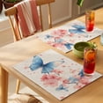 thumbnail image 4 of Blue Butterfly Placemats Set of 8 Retro Country Spring Pink Flowers Plants Place Mats Indoor Wipeable Table Mats Washable Cloth Dining Table Placemats for Kitchen Holiday Party Home Decor 13x19 Inch, 4 of 9