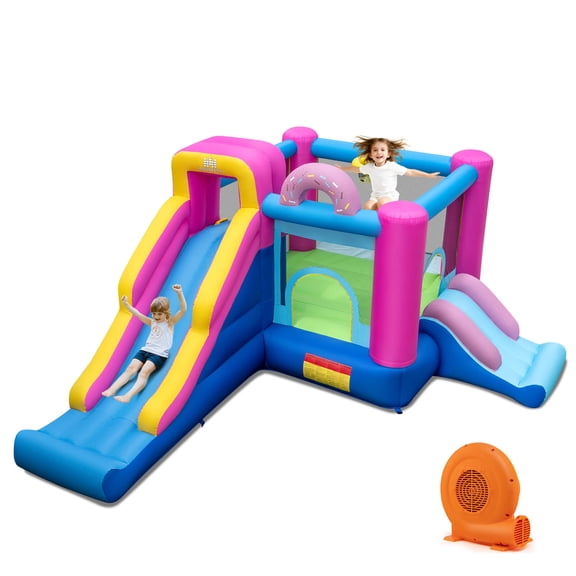 Infans Inflatable Bounce House w/Slides Jumping Area Climbing Wall 750W Blower for Yard