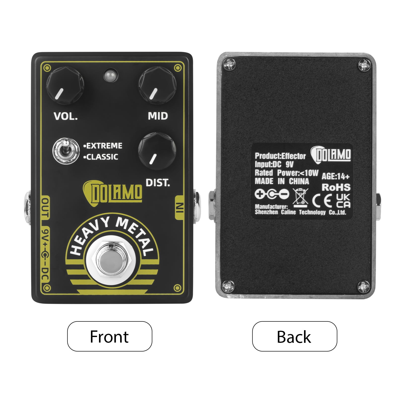 Elowen Guitar Heavy Metal Pedal Pedal Heavy Metal Guitar Effects Pedal High Gain Distortion Volume/Mid DC 9V 6.35mm Input/Output Interface Extreme and Classic Two-Way Selector Switch Electric Guitar