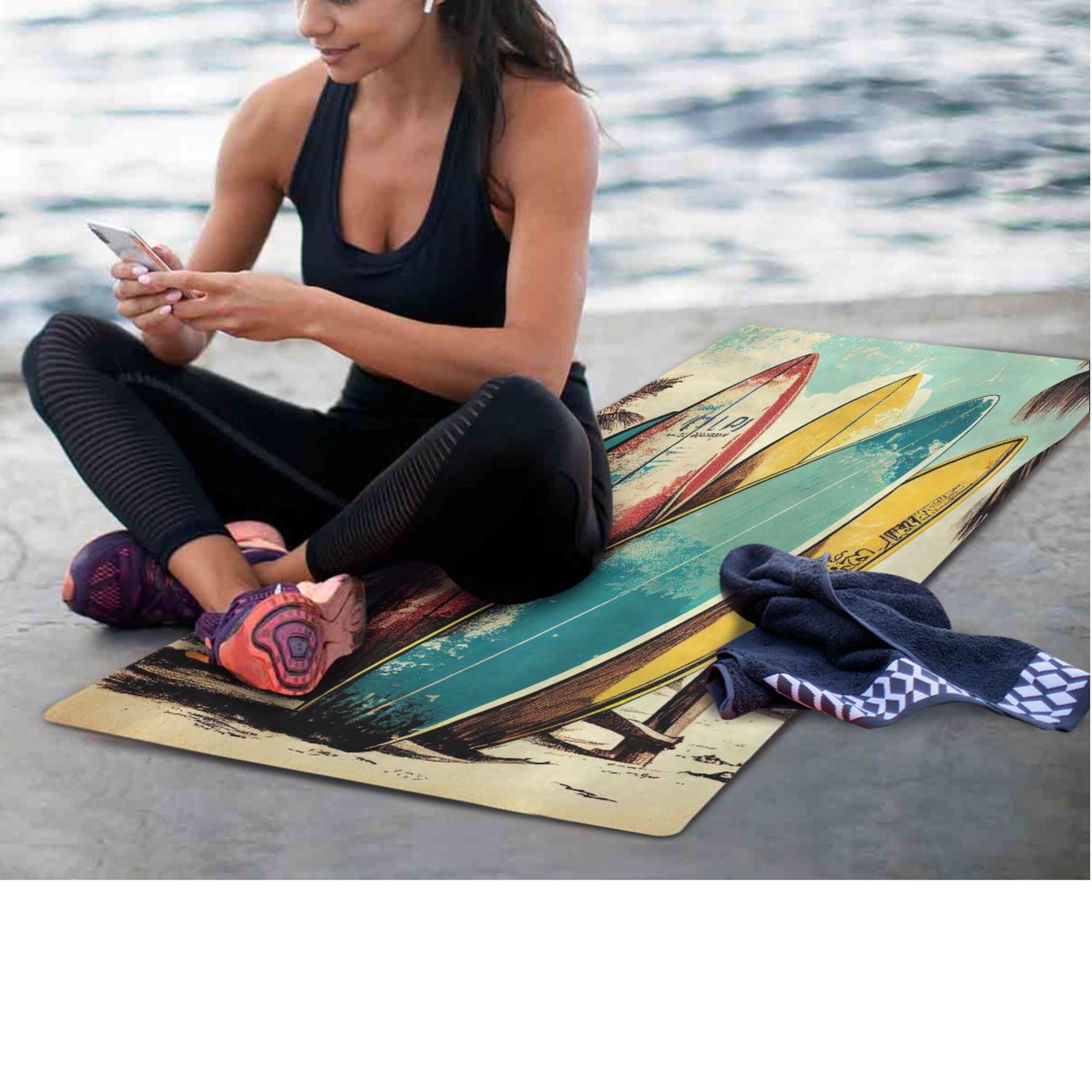 BZSMCE Yoga Mat Women Fitness Mat Surf and Serenity Pattern