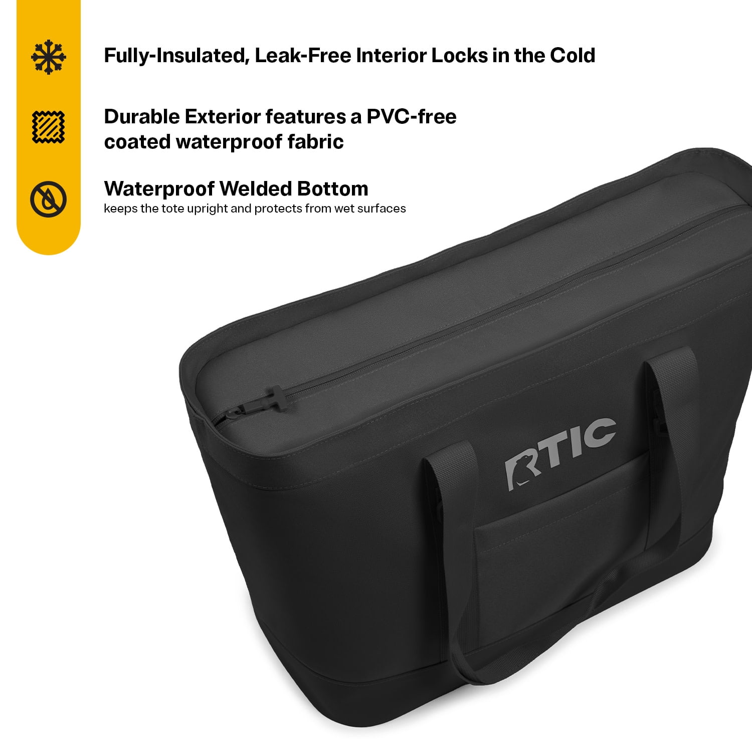 RTIC 58-Can, 35 Ltr, Insulated Tote Bag, Cooler Bag with Leak-Free Interior, Black