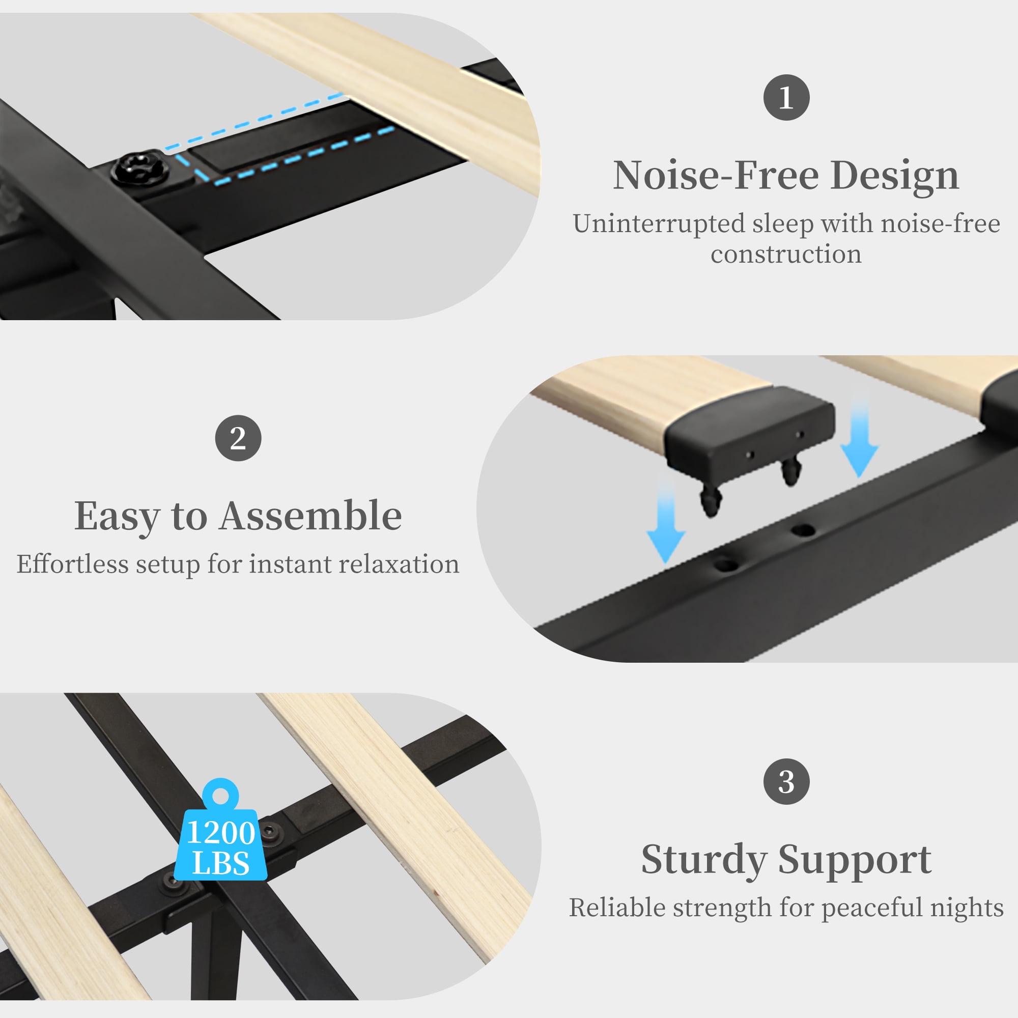 SIBEDS Queen Upholstered LED Bed Frame with 2 Storage Drawers, PU Leather Black Diamond Tufted Headboard, RGB Lights, Noise Free, No Box Spring Needed