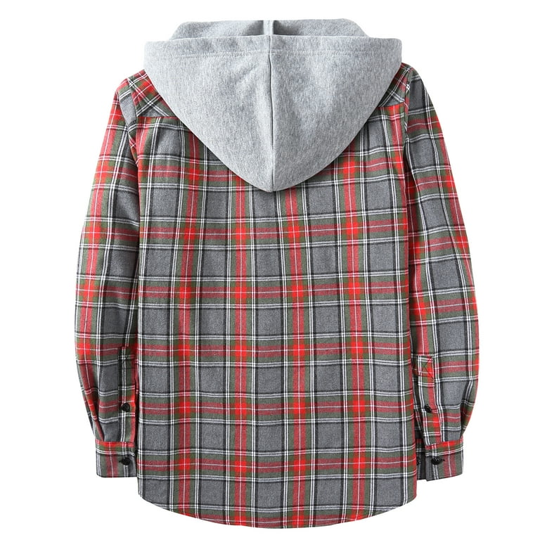 SWISSWELL Mens Flannel Hoodie Shirts Casual Long Sleeve Hoodie