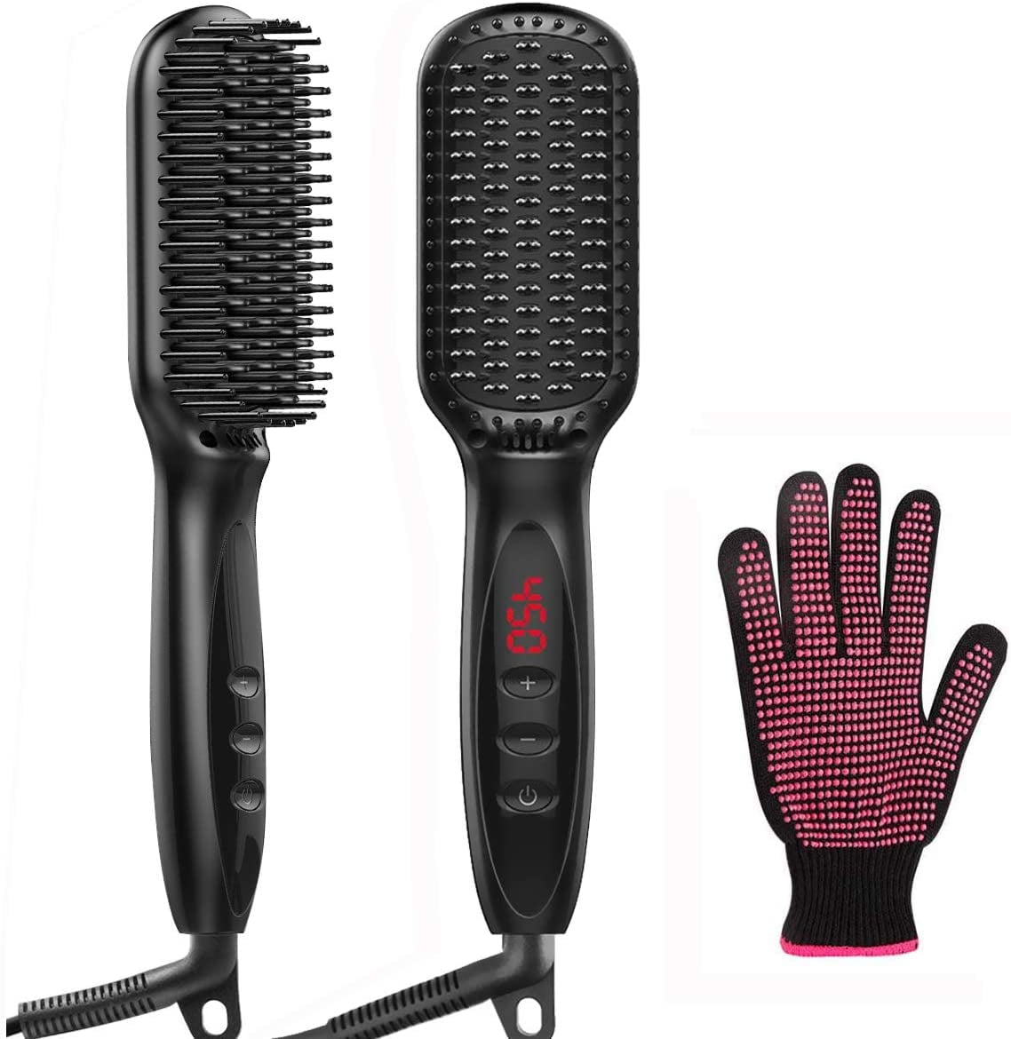 Hair Straightener Brush, 2in1 Ionic Enhanced Straightening Brush with